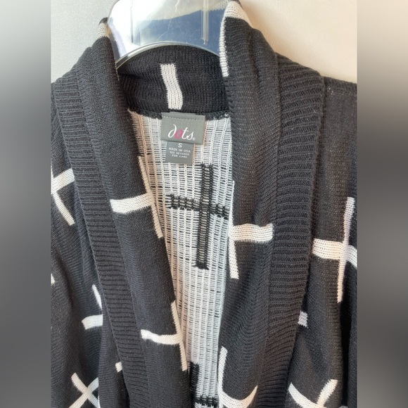 Dots Knit Long Sleeveless Cardigan Cross Sweater | Black | Size Small - Picture 4 of 8